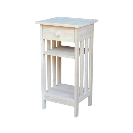 International Concepts Rectangle Mission Telephone Stand, 15.6 W, 14.2 L, 30.3 in H, Wood, Unfinished 3072